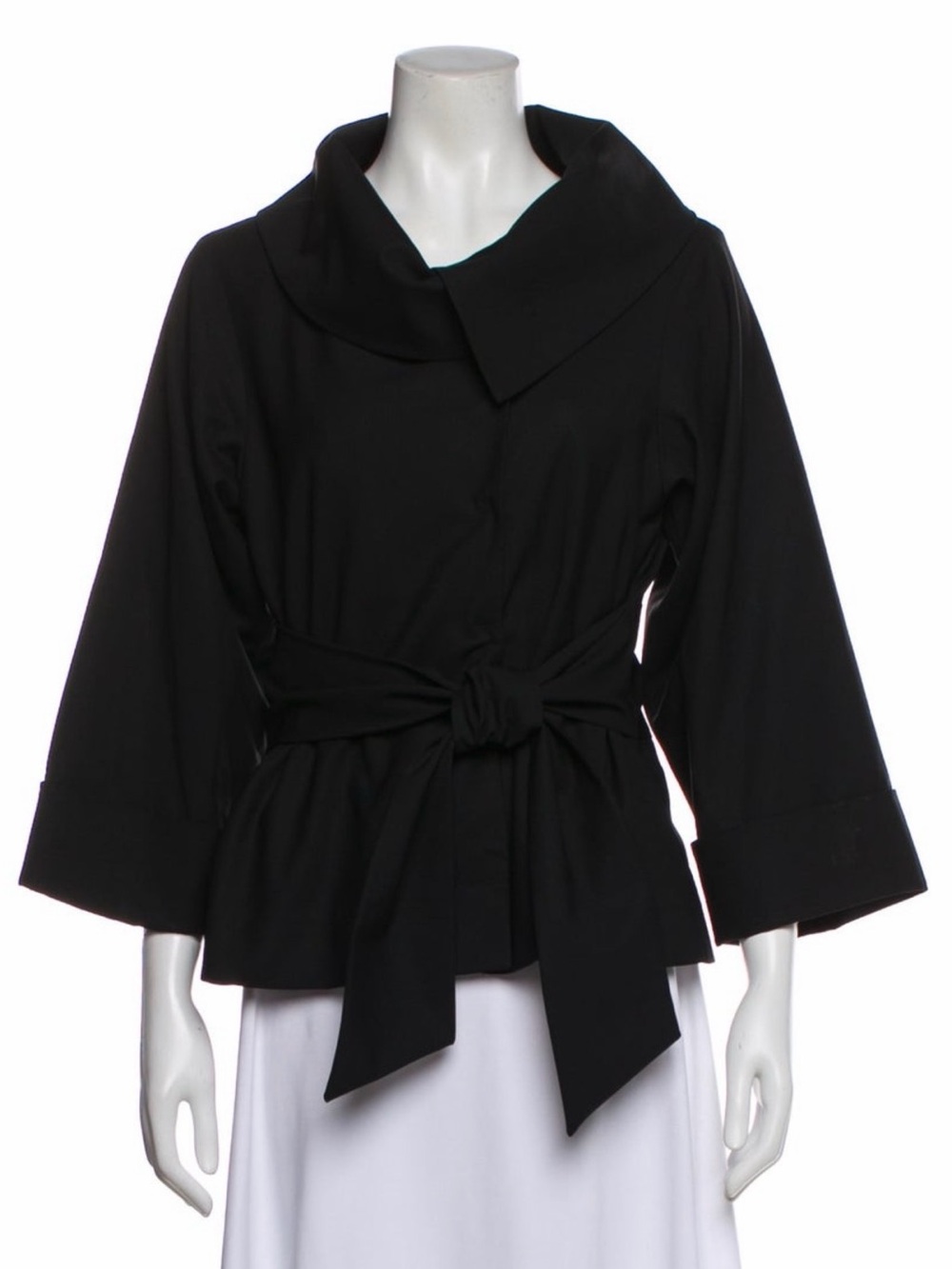 Theory Black Belted Wool-Blend Coat
